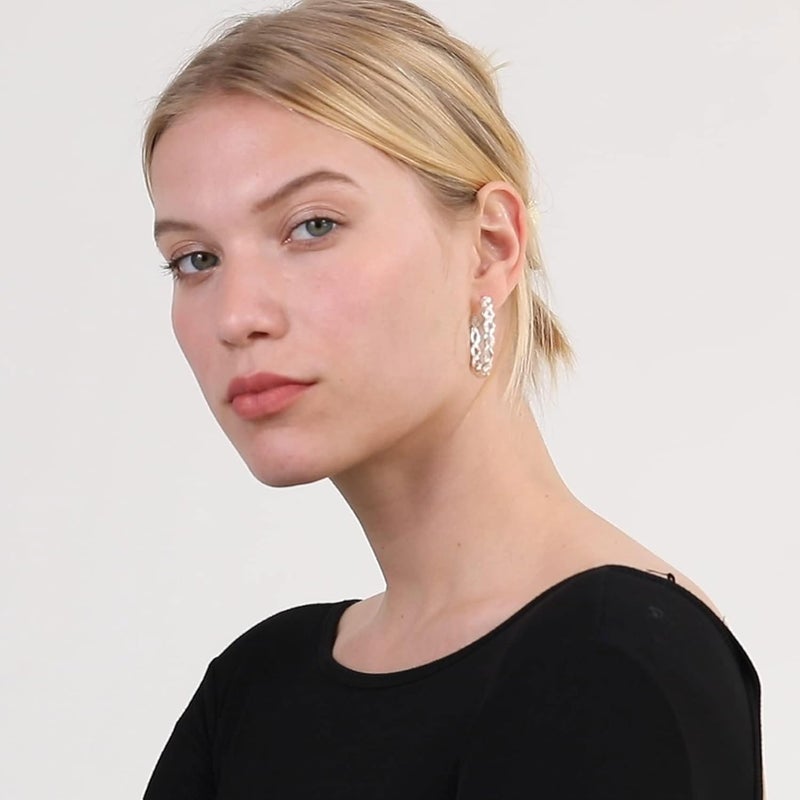 Senteria 925 Sterling Silver Earrings Hoops for Women Lightweight Twisted Hoop Earrings With Cubic Zirconia Hypoallergenic Hoops Earrings (20/30/40/50/60MM) - Image 2